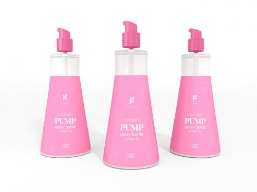 Cosmetic Pump Spray Bottle with Box Packaging Mock