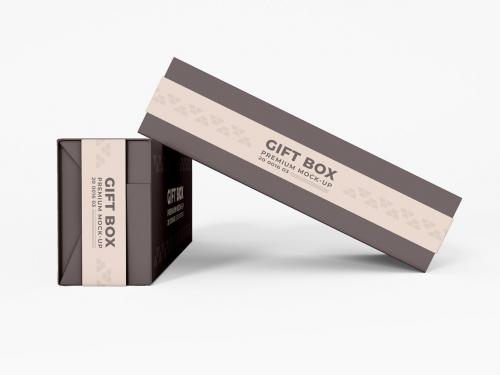 Kraft Paper Gift Box Branding Mockup Set