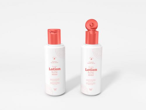 Plastic Cosmetic Lotion Bottle Branding Mockup Set