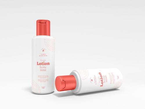 Plastic Cosmetic Lotion Bottle Branding Mockup Set