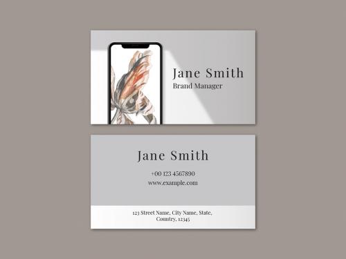 Business Card Layout in Muted Brown - 437259057