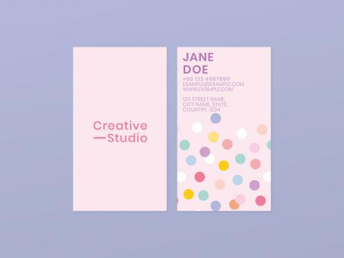 Editable Business Card in Cute Polka Dot Pattern - 437259174