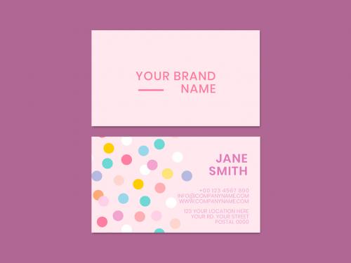 Polka Dot Business Card Layout - 437259736