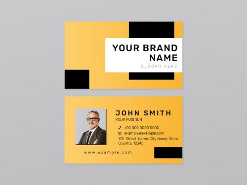 Yellow Business Card in Modern Design - 437259911