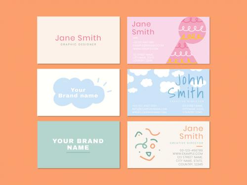 Set of Creative and Cute Business Card Layout - 437263835