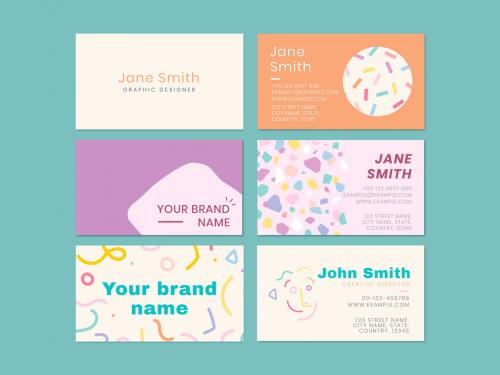 Editable Soft Pastel Name Card Layout Set - 437263961