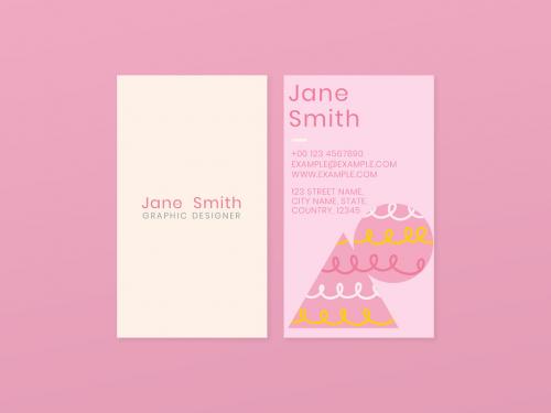 Editable Name Card Layout in Pink Color Pattern - 437263996