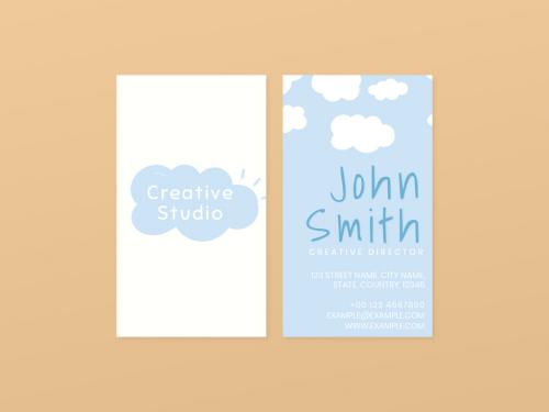 Editable Name Card Layout in Clouds and Blue Sky Pattern - 437264060