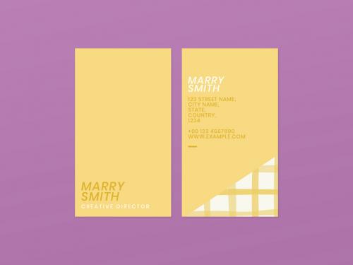 Editable Business Card Layout in Pastel Yellow - 437264124