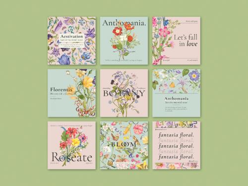 Editable Aesthetic Floral Layout - 437267639