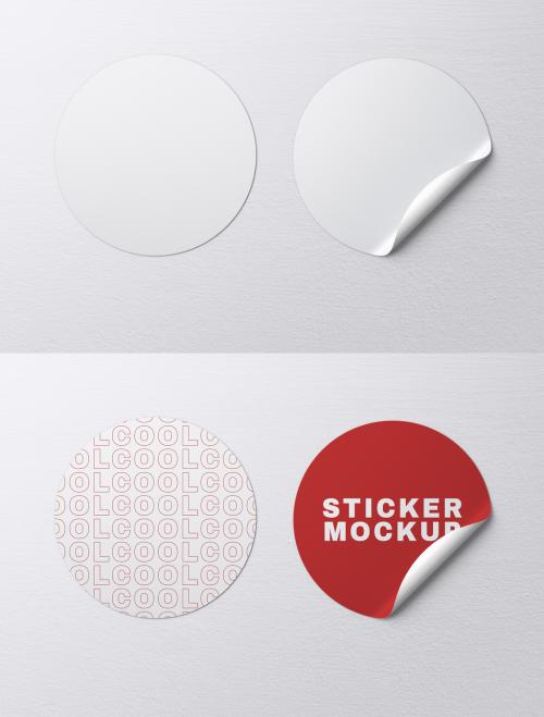 Editable Circle Sticker Mockup - 437287800