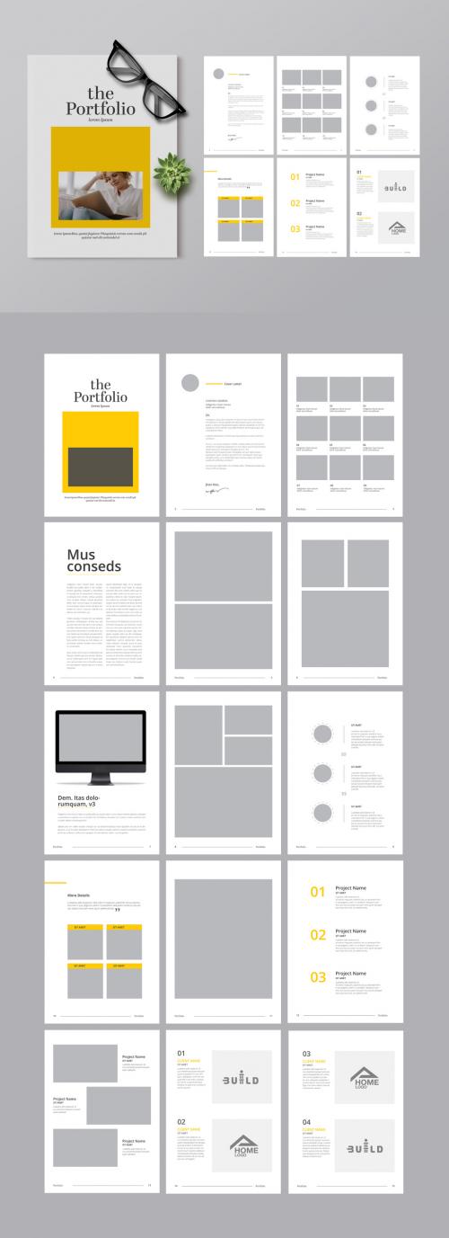 Portfolio Layout with Yellow Accents - 437293240