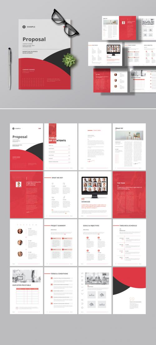 Business Proposal Layout with Red Accents - 437293245