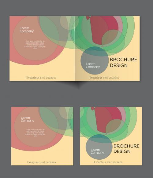 Brochure Cover Layout with Abstract Overlapping Pastel Transparent Shapes - 437447511