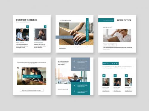 Clean Business Social Media Layouts with Teal Accents - 437453054