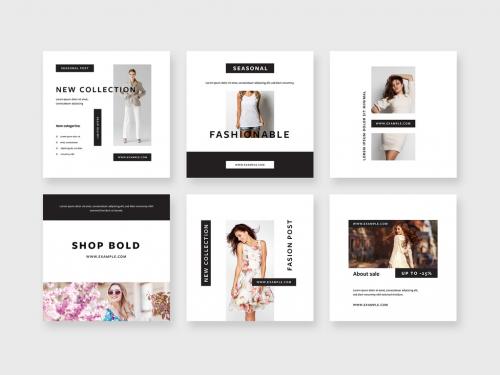 Pastel Color Social Media Post Layouts with Square Design Elements - 437453066