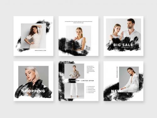 Minimal Geometric Social Media Post Layouts - 437453074