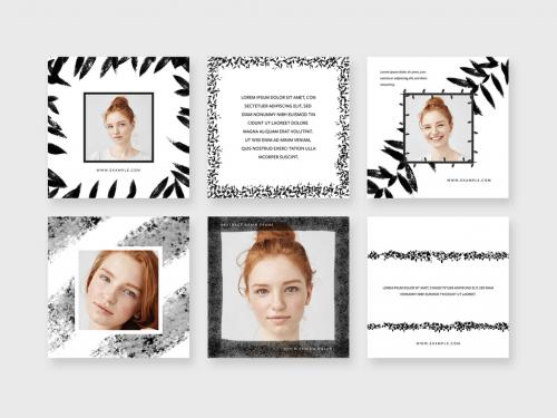 Social Layouts with Black Brush Design Elements - 437453105