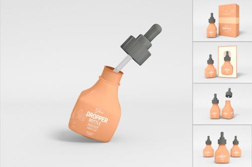 Cosmetic Dropper Bottle Packaging Mockup Set