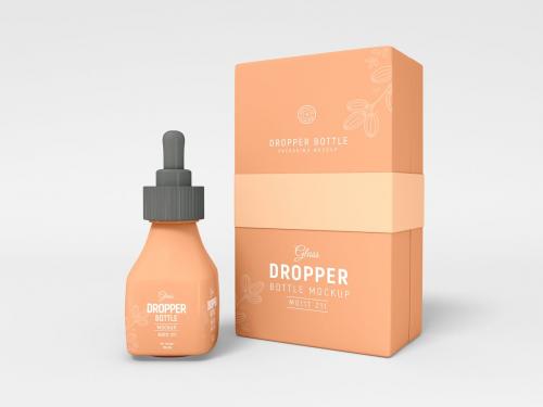 Cosmetic Dropper Bottle Packaging Mockup Set