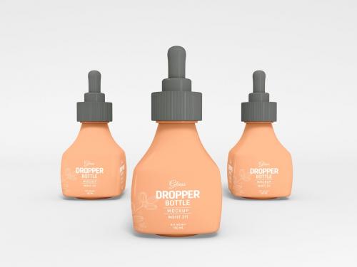 Cosmetic Dropper Bottle Packaging Mockup Set