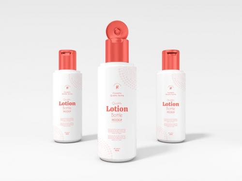 Plastic Cosmetic Lotion Bottle Branding Mockup Set