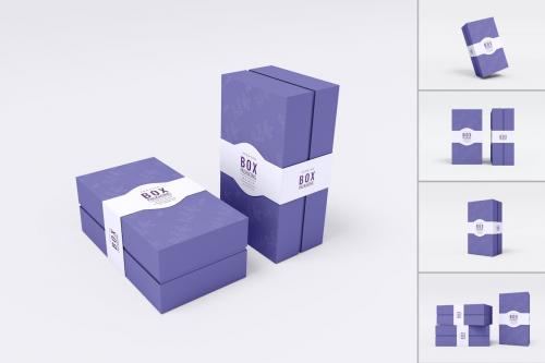 Paper Gift Box with Sleeve Branding Mockup Set