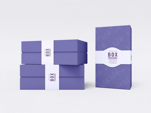 Paper Gift Box with Sleeve Branding Mockup Set