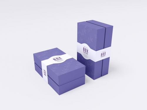 Paper Gift Box with Sleeve Branding Mockup Set