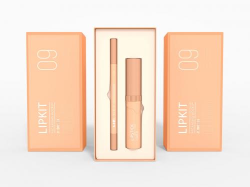 Lip Liner Lipstick Kit Box Branding Mockup Set