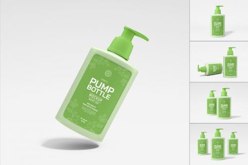 Cosmetic Pump Bottle Packaging Mockup Set