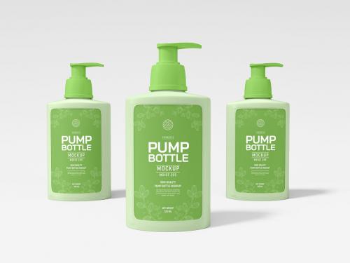 Cosmetic Pump Bottle Packaging Mockup Set