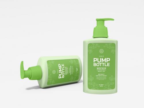 Cosmetic Pump Bottle Packaging Mockup Set