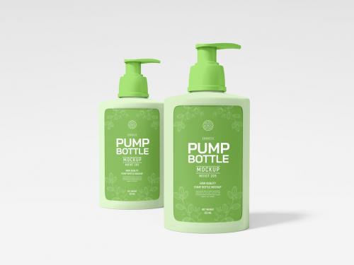 Cosmetic Pump Bottle Packaging Mockup Set