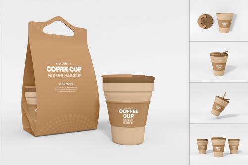 Coffee Cup Holder Branding Mockup Set