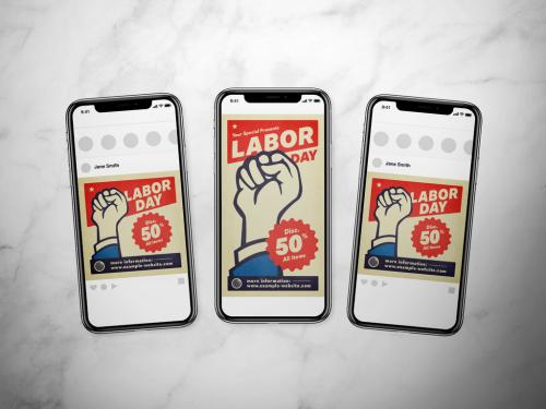 Retro Labor Day Sale Social Media - 437454303