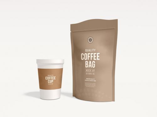 Glossy Paper Coffee Pouch Bag Branding Mockup Set