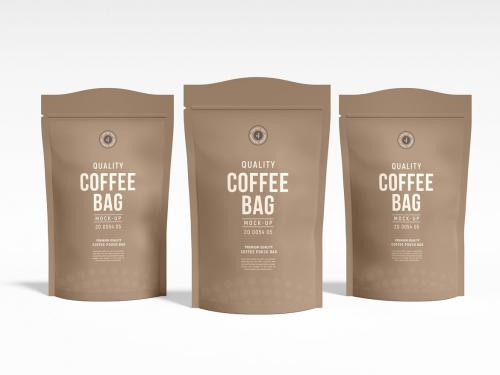 Glossy Paper Coffee Pouch Bag Branding Mockup Set