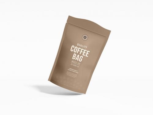 Glossy Paper Coffee Pouch Bag Branding Mockup Set