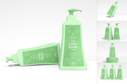 Cosmetic Pump Lotion Bottle Branding Mockup Set