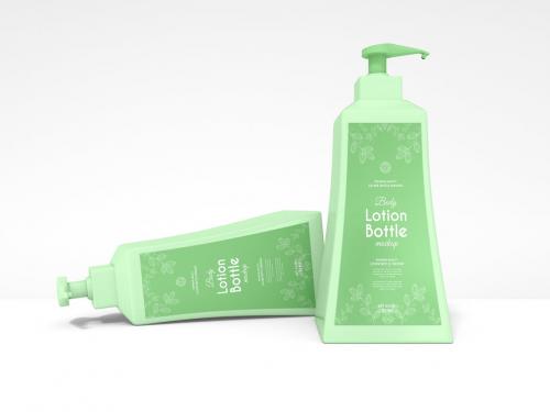 Cosmetic Pump Lotion Bottle Branding Mockup Set