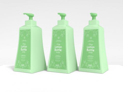 Cosmetic Pump Lotion Bottle Branding Mockup Set