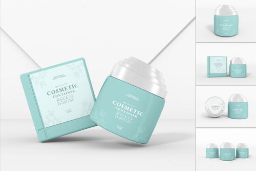 Cosmetic Cream Jar Packaging Mockup Set