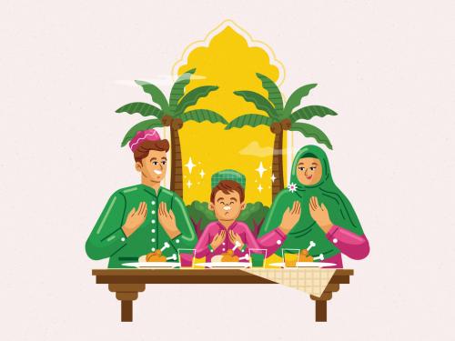 Iftar with Family Illustration - 437467668