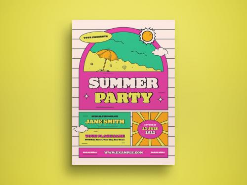 Summer Party Flyer Layout - 437467671