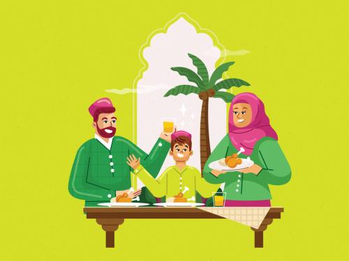 Iftar After Fasting Illustration - 437467681