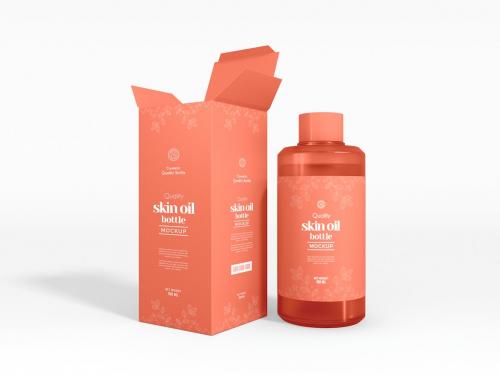 Plastic Cosmetic Oil Bottle Branding Mockup Set