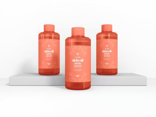 Plastic Cosmetic Oil Bottle Branding Mockup Set