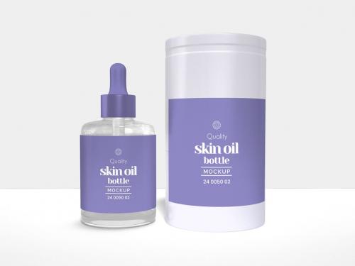 Cosmetic Skin Oil Bottle Branding Mockup Set