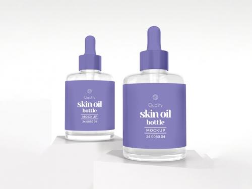 Cosmetic Skin Oil Bottle Branding Mockup Set